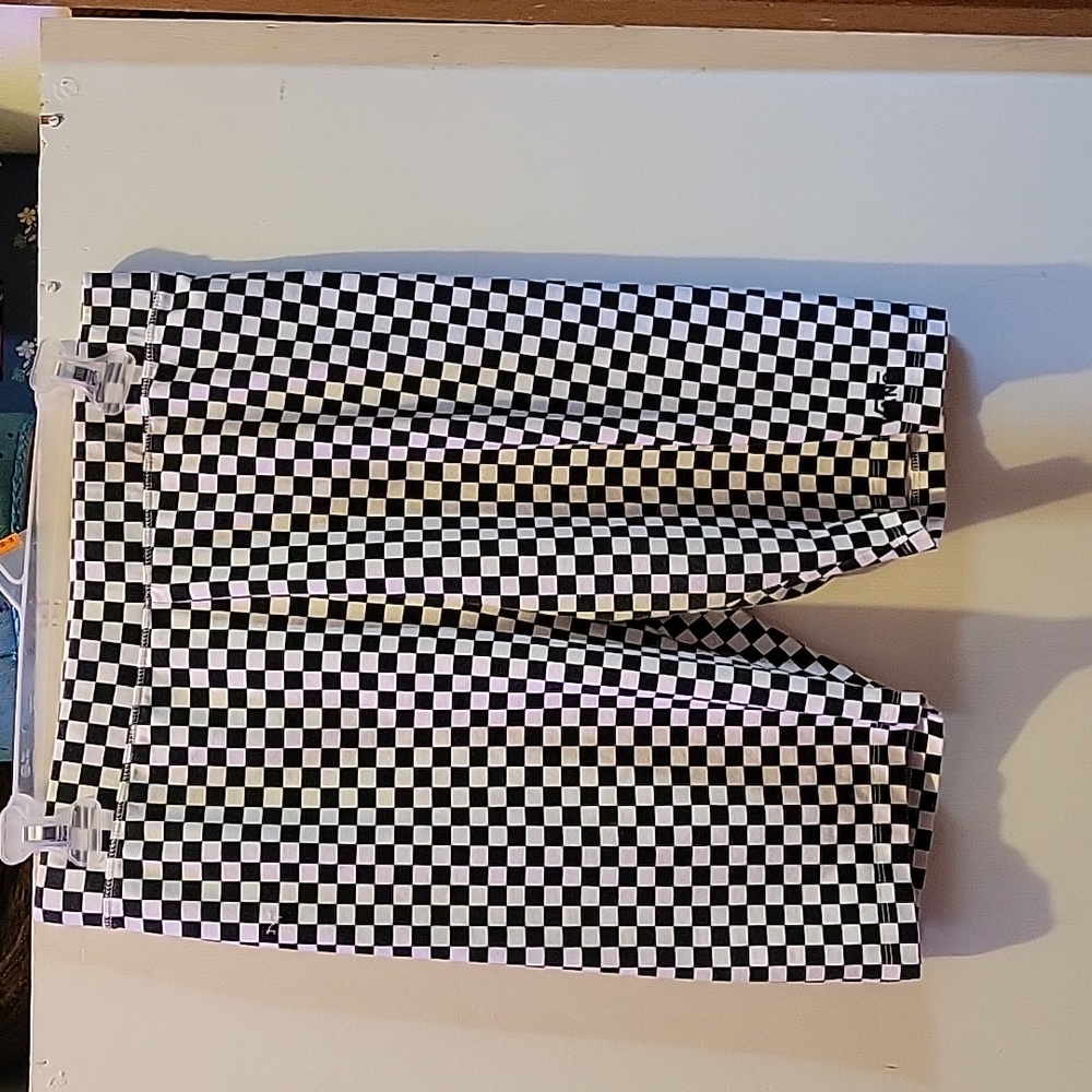 XL Black & White Checkered Vans High Wasited Bike Shorts